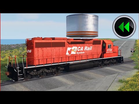 Reverse Trains vs Hydraulic Press #2 - BeamNG Drive