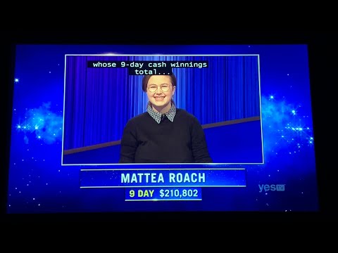 Jeopardy, intro & 1st Daily Double - Mattea Roach DAY 10 (4/18/22)