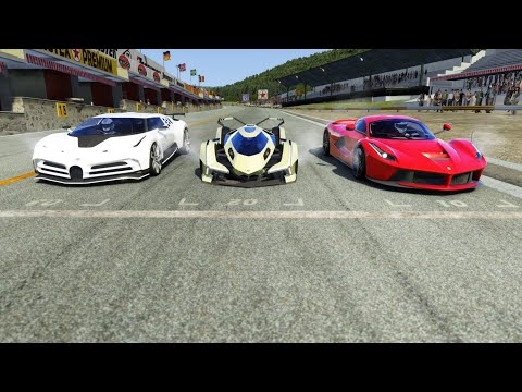 Lamborghini V12 Vision GT vs Bugatti Centodieci vs Ferrari LaFerrari at Old Spa