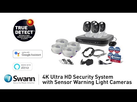 Swann 4K DVR Security System Overview DVR-5580 & PRO-4KWLB Sensor Light Security Cameras, Siren
