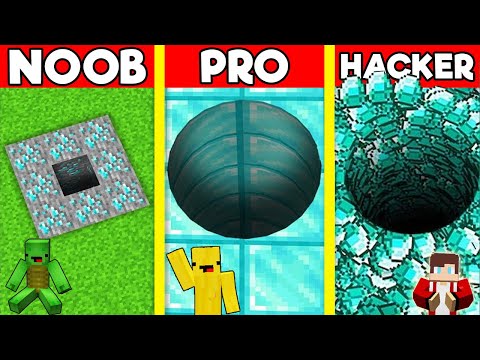 DIAMOND TUNNEL House Build Battle In Minecraft - NOOB VS PRO CHALLENGE - Maizen Mizen Mazien Paordy