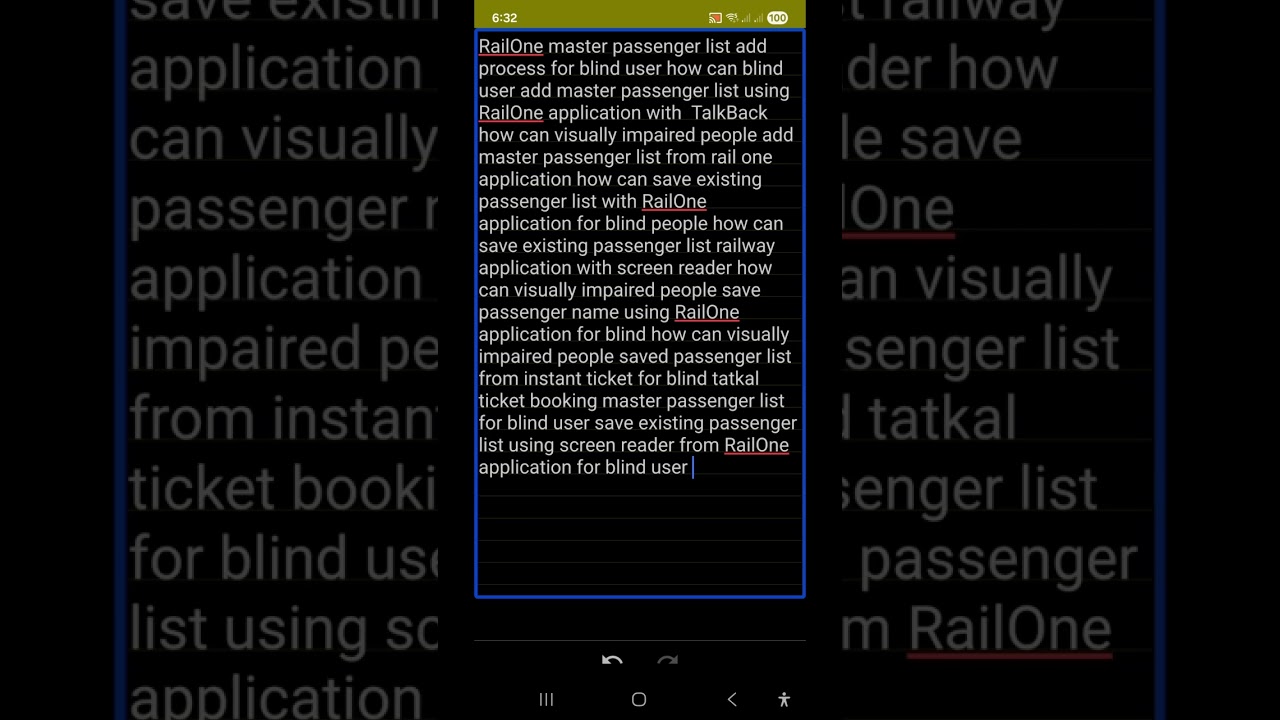 RailOne app master passenger list add process with screen reader for blind fastest ticket booking