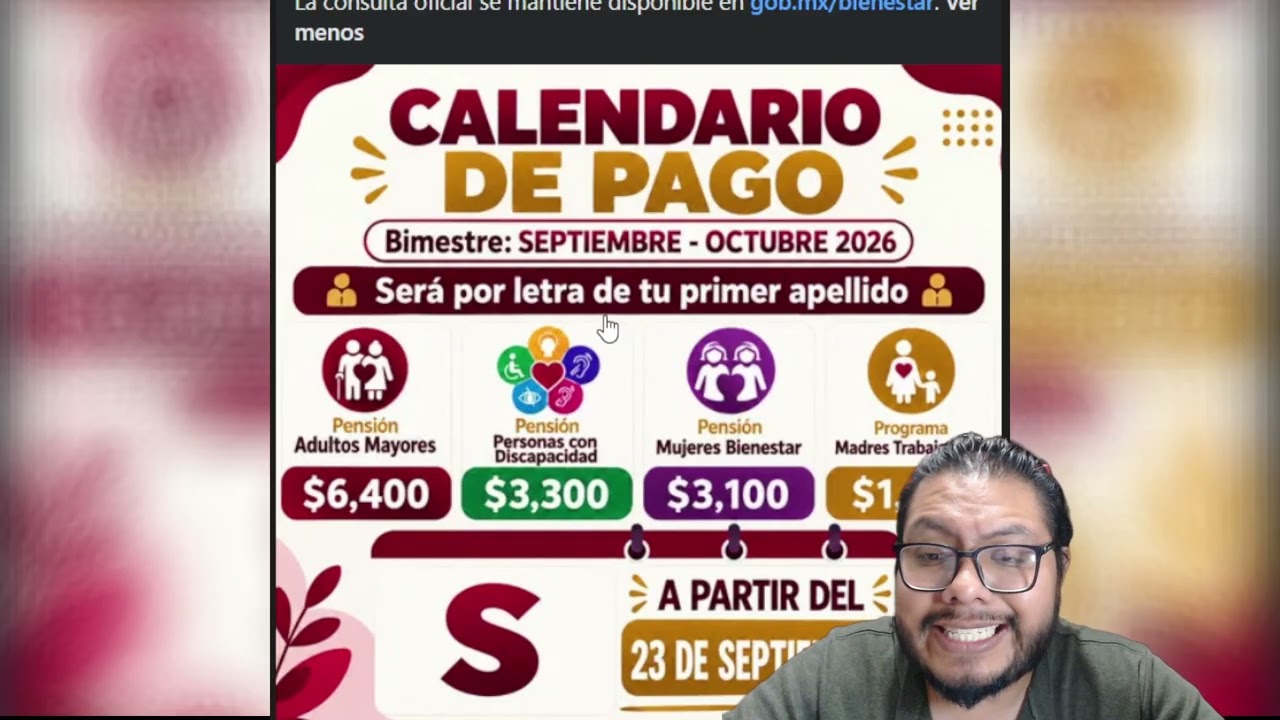 ¡HOY 23 DE SEPTIEMBRE! pago de la pensión bienestar adultos mayores con letra de apellido ?