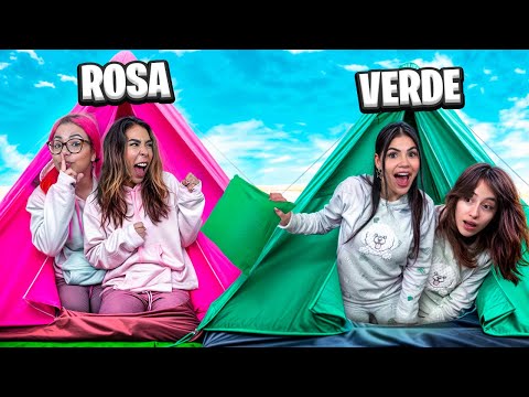 ACAMPANDO SOLO USANDO COLOR ROSA y VERDE!