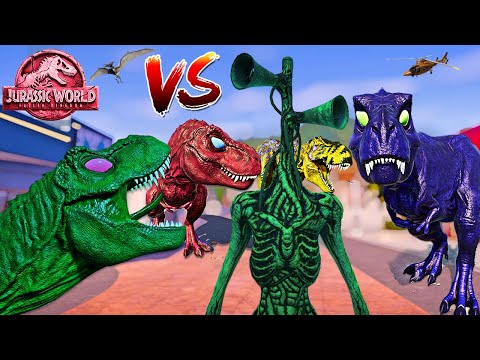 NEW! Siren Head vs Colorful Alien T-REX, I-REX, Godzilla, Spinosaurus - Jurassic World Evolution Mod
