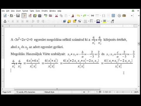 Viete-szabályok - Kifejezések