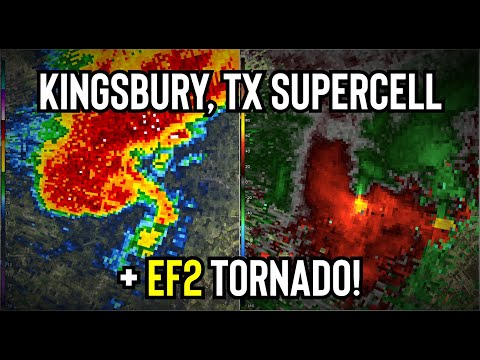 Kingsbury, TX Supercell Radar Loop - EF2 Tornado!