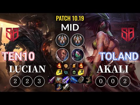 SB Ten10 Lucian vs SB TolanD Akali Mid - KR Patch 10.19