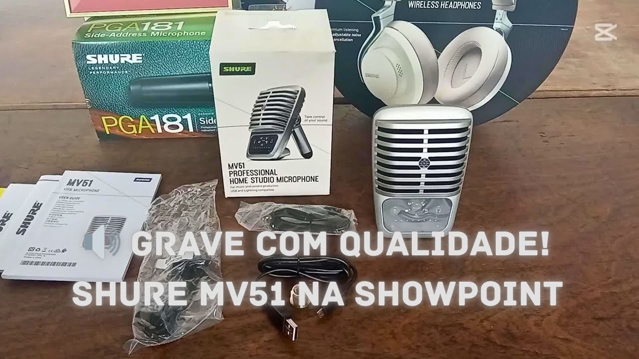 Microfone Cardioide de Grande Diafragma USB Shure MOTIV MV51 para