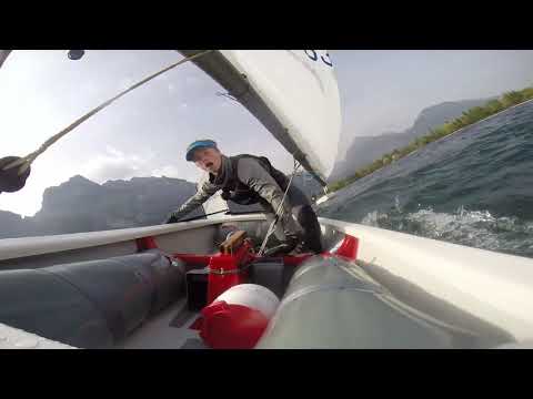 Optimist Sailing Behind The Knees Tack Lake Garda (Double Tack) HD GoPro HERO 3+