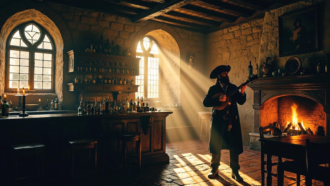 Medieval Tavern Ambience: Celtic Acoustic Guitar & Cozy Firesounds 🍂