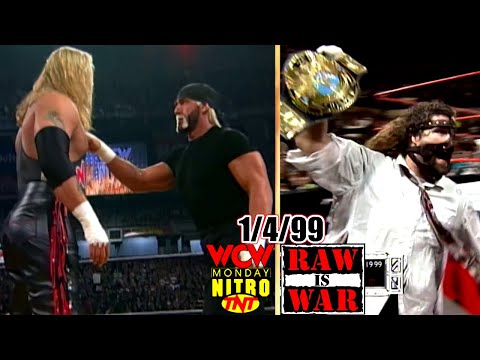 WWF RAW vs. WCW Nitro - January 4, 1999 Full Breakdown - Fingerpoke Of Doom - Mankind Wins WWF Title
