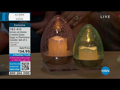 Alison at Home Crackle Glass Eggs with Flameless CandleS...