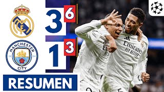 RESUMEN del Real Madrid vs Manchester City 3-1 | Hat-trick de Mbappé | UEFA Champions League!