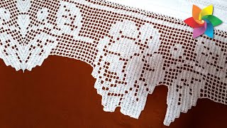 Bico de crochê para toalha de banho com gráfico - Modelo de Crochê 322 parte 1 - Avançado