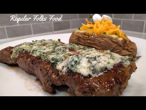 Strip Steak with Bleu Cheese Herb Butter