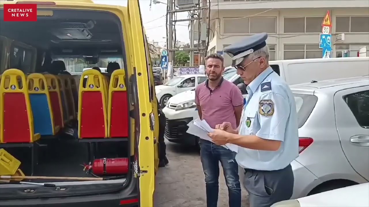 Ηράκλειο: Σαφάρι της τροχαίας σε σχολικά λεωφορεία στην κάμερα του Cretalive
