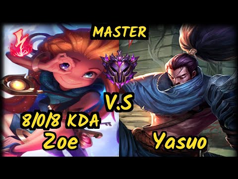 Sky (ZOE) vs YASUO - 8/0/8 KDA MID GAMEPLAY - KR Ranked MASTER