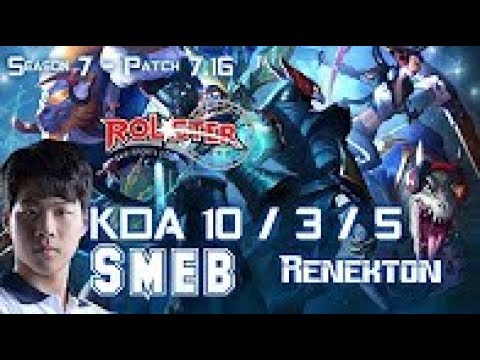 KT Smeb RENEKTON vs JARVAN IV Top - Patch 7.16 KOREA Ranked
