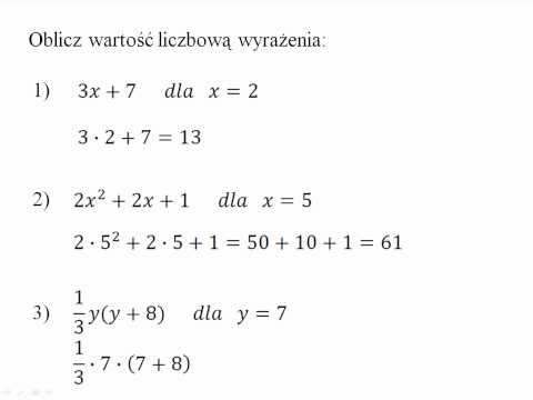 Wyrażenia algebraiczne - obliczanie wartości liczbowej wyrażenia algebraicznego