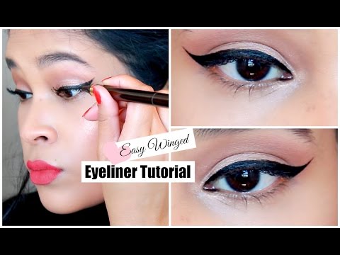 How To Winged Eyeliner Tutorial For Beginners - Eyeliner For Hooded Eyes MissLizHeart Video