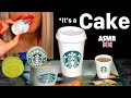 ASMR Eating Realistic Cake Starbucks Coffee Cup That Holds Real Coffee Mouth Sounds Mukbang먹바