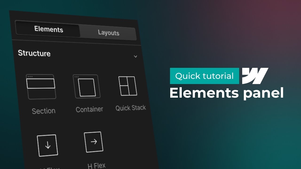 Webflow elements panel - Quick tutorial