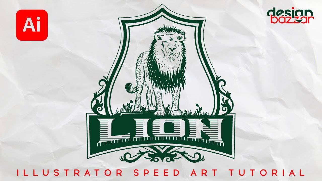 Adobe Illustrator Tutorial: Draw Lion Retro Logo | Vector Retro Logo Design | DesignBazzar