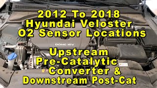 Hyundai Veloster Upstream & Downstream O2 Oxygen Sensors Locations 2012 To 2018 - Turbo GDI 1.4L I4
