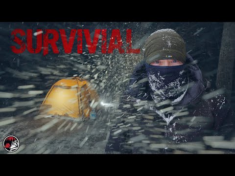 Camping in a Snowstorm - 16F + 45MPH Winds - Heavy Snow Camp