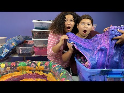 MIXING ALL OUR GIANT SLIMES IN A POOL