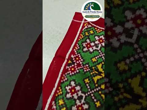 Green Navratan Motifs Double Ikat Puja Ramal 12 × 12 Inches