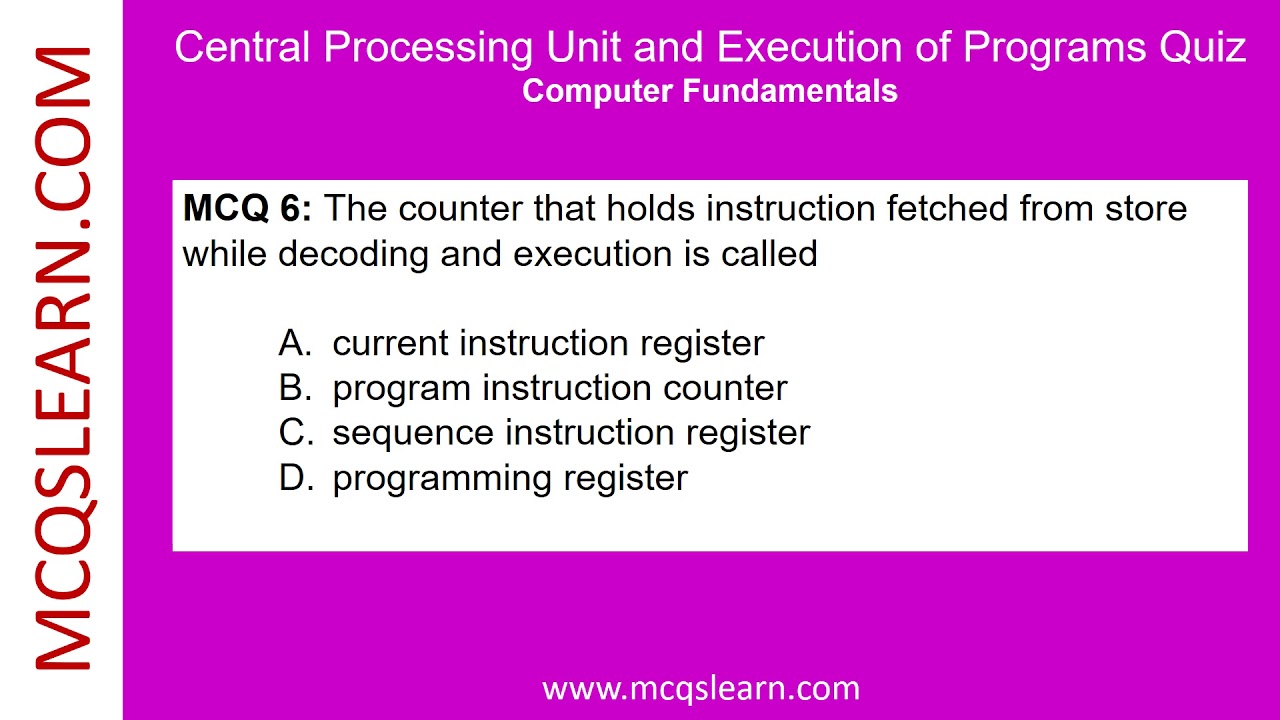 Central Processing Unit Quiz Questions Answers | CPU Class 8–12 Notes | Ch 2 PDF Quiz | Computer App
