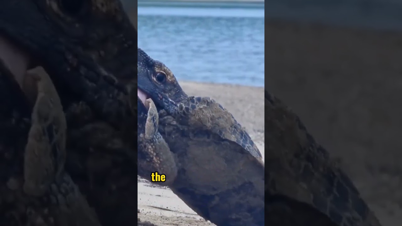 The Dietary Habits and Adaptive Feeding Behavior of Coastal Komodo Dragons #animals #youtubeshorts