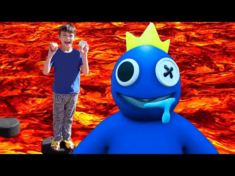 Floor is LAVA with Blue Rainbow Friends in REAL LIFE at My PB&J Haunted Park!