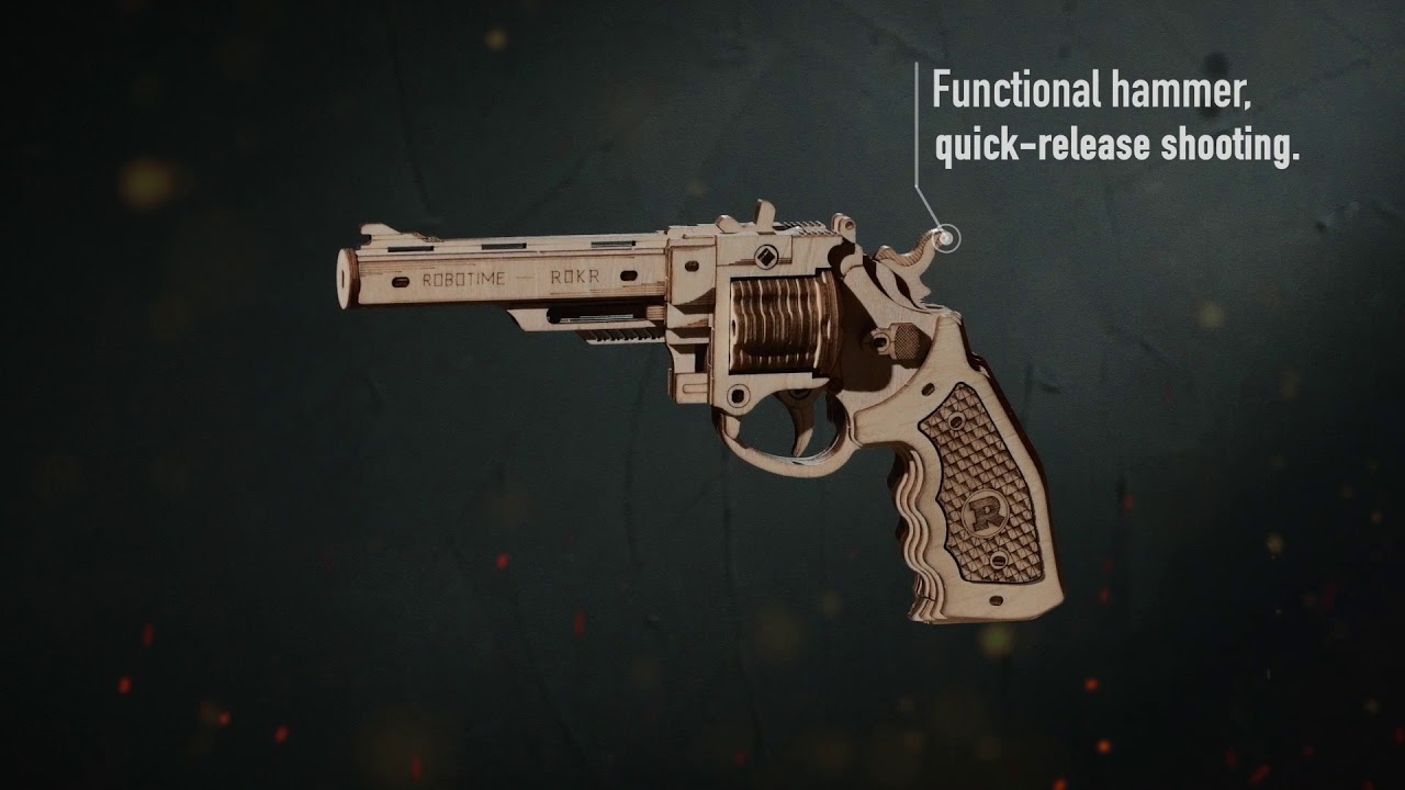 RoboTime 3D dřevěné mechanické puzzle Revolver Corsac