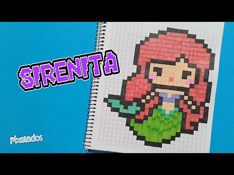 COMO DIBUJAR  SIRENITA ARIEL PIXEL ART - PIXELADOS