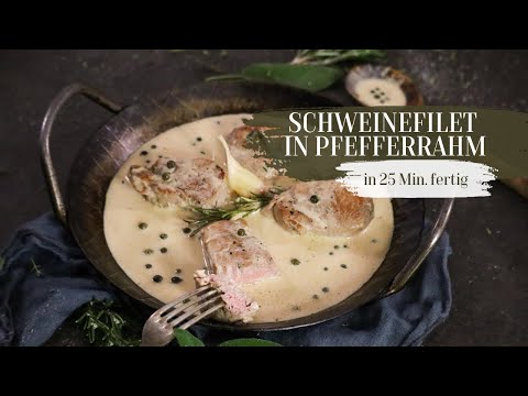 Saftiges Schweinefilet mit Pfefferrahmsoße | Schweinemedaillons mit Rahmsoße in unter 30 Minuten!