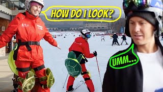 Skiing looks a bit different in China… everyone wears THESE!
