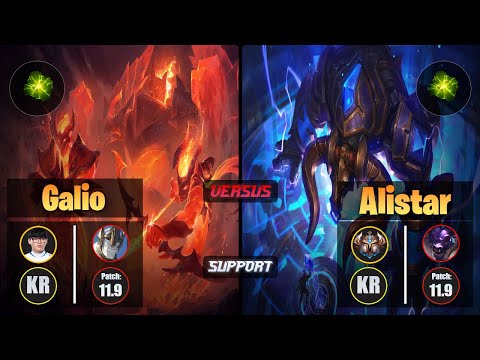 Hoit GALIO (Support) [Aftershock] VS ALISTAR - Challenger KR Patch 11.9