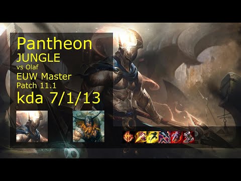 Pantheon Jungle vs Olaf - EUW Master 7/1/13 Patch 11.1 Gameplay