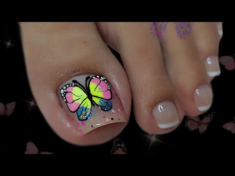 Diseño de uñas con MARIPOSA COLORIDA🦋😍