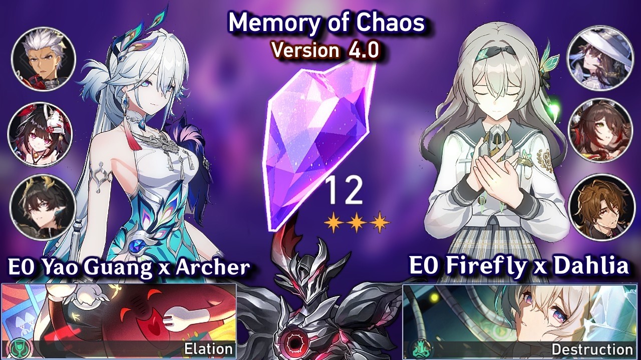 E0S0 Yao Guang Archer & E0S1 Firefly | Memory of Chaos 4.0- Floor 12 9 Stars | Honkai Star Rail 4.0