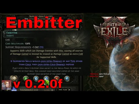 Path Of Exile 2 Support Gems - Embitter (All Gain Becomes Cold Gain) v0.2.0f