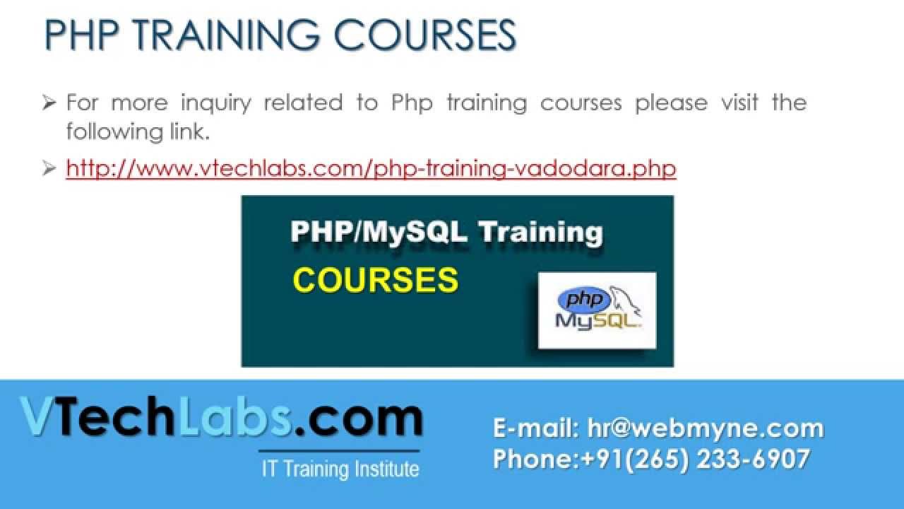 PHP Training Company in Vadodara, Live PHP Project Training