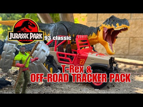 JURASSIC Park Classic 93 Classic Young T-Rex & Off-Road Tracker Pack Toy Review #jurassicpark
