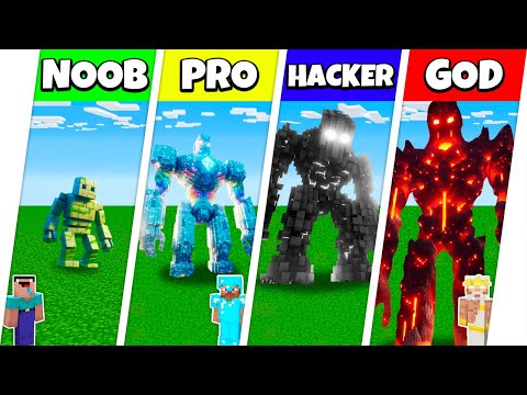 INSIDE GOLEM HOUSE BASE BUILD CHALLENGE - Minecraft Battle NOOB vs PRO vs HACKER vs GOD / Animation