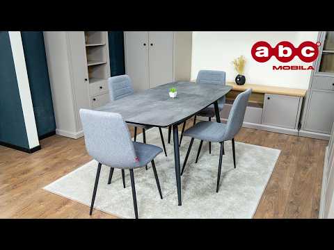 Set Masă Living Extensibilă Yense 125 Gri cu 4 Scaune Tapițate KJC5341 Gri 1