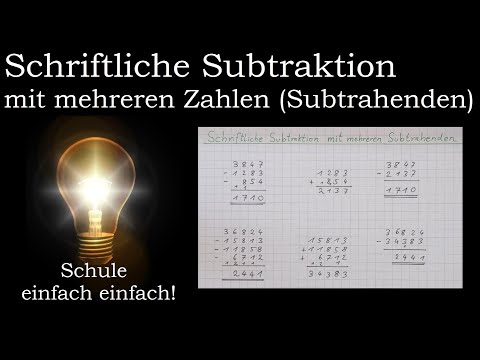 Schriftliche Subtraktion mit mehreren Zahlen (Subtrahenden) | schriftlich subtrahieren | Mathematik