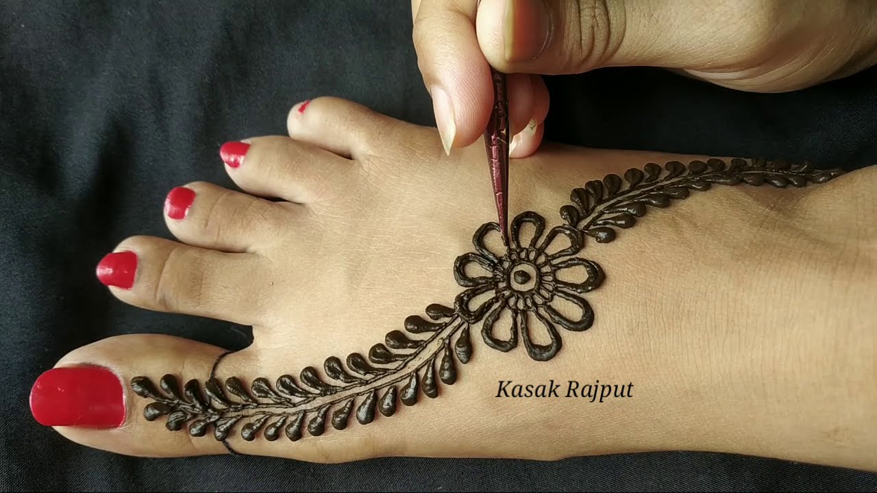 easy leg mehndi design for beginners by kasak rajput